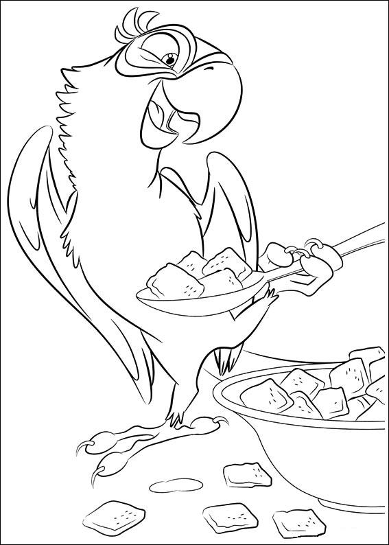 coloriage rio blu mange des cereales